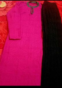 New woollen Pink Kurta Set L size