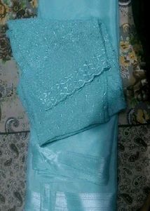 Elegant Crepe Saree With Chikankaari Blouse