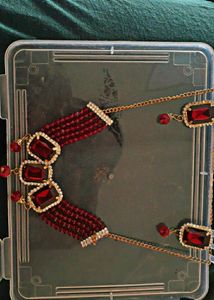 Red Necklace With Earrings