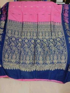 Kanjivaram Silk Nevy Blue Border &amp; False &amp; Pico