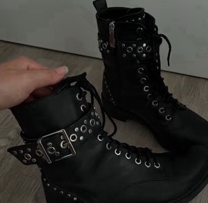 SALE!!! BLACK STUDDED BUCKLE BOOTS FOR SALE