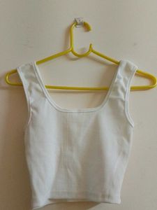 White Ribbed Tank Top