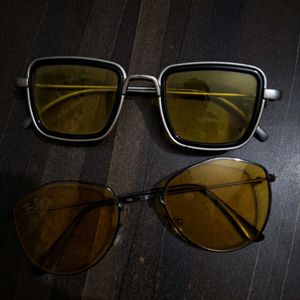 Yellow-Tinted Glasses Combo – Vintage Square &amp; Avi