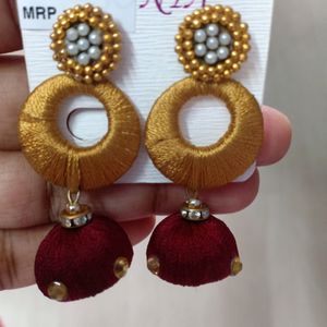 4pairs 300/- Silk Thread And Quilled Earrings