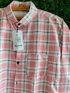 Bless Men Shirts XL Orange Plaid
