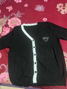 Prada Inspired Black Knit Cardigan