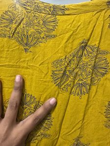 Yellow Printed Straight Kurta