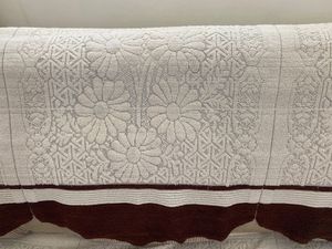 White And Brown Sofa Cover (For 3+2 Seater)
