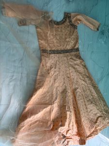 Peach Anarkali Kurta with Embellishments