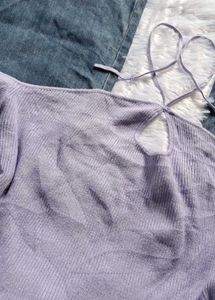 Lavender Long Sleeve Crop Top