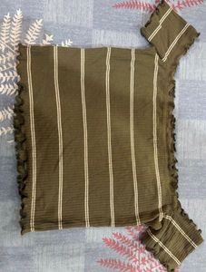 Olive Bardot Crop Top Grunge