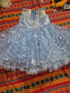 Blue Flower Girl Dress