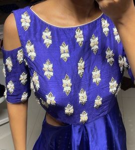Blue Indo Western Gown