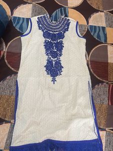 Elegant White & Blue backless Kurta