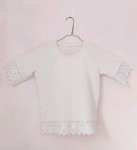 White Lace Detail Top | Pre-Loved | Size: M