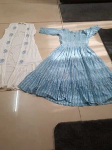Blue & White Dress with Shrug Brand New Fix Rate