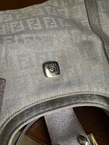 Vintage Fendi Metallic Canvas And Leather Bag