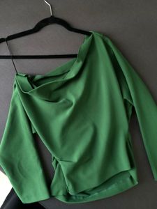 Zara Green Off-Shoulder Top
