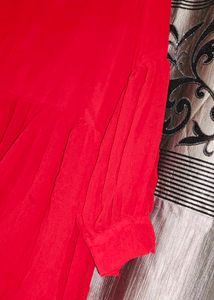 Red Ruffled Midi Dress