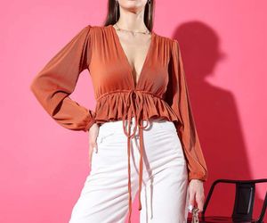 Stylecast X Hersheinbox Puff Sleeves RibbedPeplum