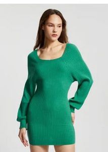 Green Knit Bodycon Dress for winters