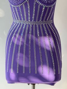 Purple Rhinestone Mini Dress
