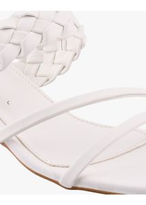 White Braided Block Heel Sandals