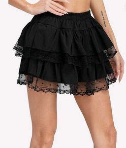 Tiered Black Lace Skirt