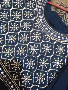 Blue Short Anarkali Suit With Sharara Pant 🪔