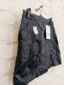 Zara Black Faux Leather Mini Skirt