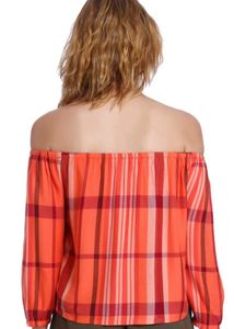 Only Plaid Off-Shoulder Top