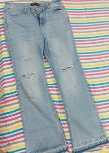 Ice Blue Korean Y2k Low Waist Jeans