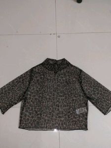 women Leopard Print Sheer Top