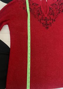 Vintage Red Embellished Top