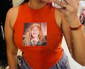 Orange Graphic Tank Top