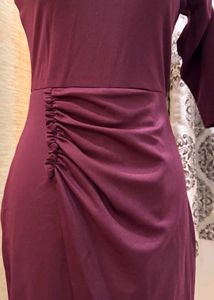 Marron Slit Partywear Dress
