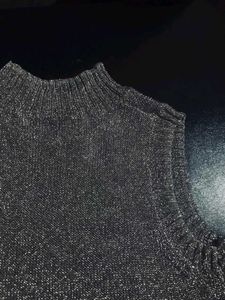 Shimmery Knit Mock Neck Sweater