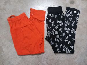 Leggings Bundle - Orange fancy & Floral Black
