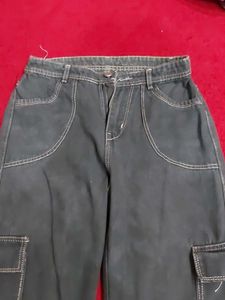 Wide Leg Cargo Black Pants