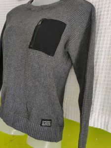 Gray Knit Pullover Sweater