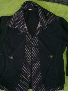 Blue Jacket with Polka Dot Accents