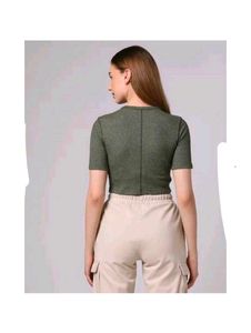 Olive Green Ribbed Crop Top