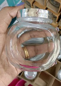 Set Of 8 Glass Jar with Silver Lid