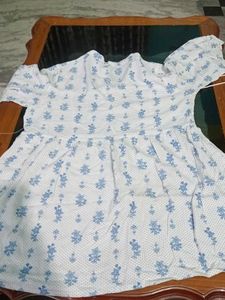 Blue Floral Print Tunic Top