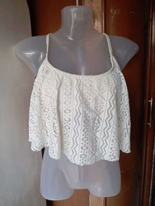 White Lace Crop Top