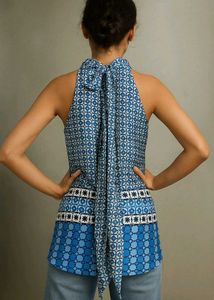 Blue Geometric Halter Top💠