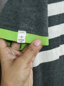 Striped Green &amp; Grey Polo Shirt