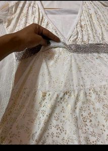 White dress with golden work