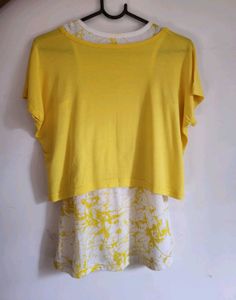 2-Piece Yellow Crop-Top &amp; Tank-Top S