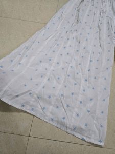 White Palazzo With Blue Star Prints